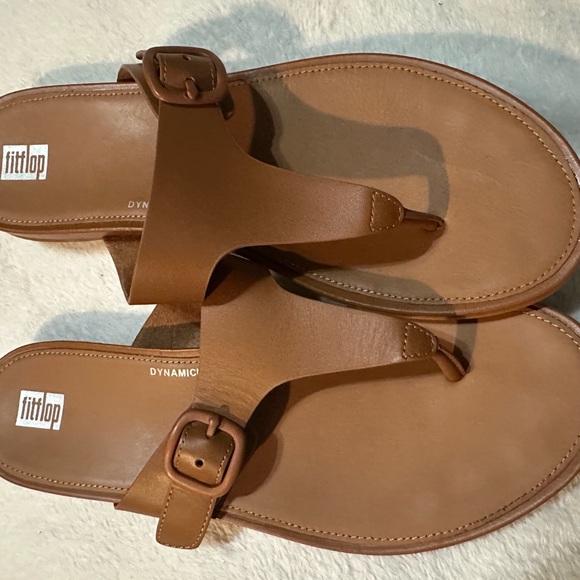FitFlop Dynamicush Comfort Technology tan leather sandals (no shoe box) - Picture 4 of 9